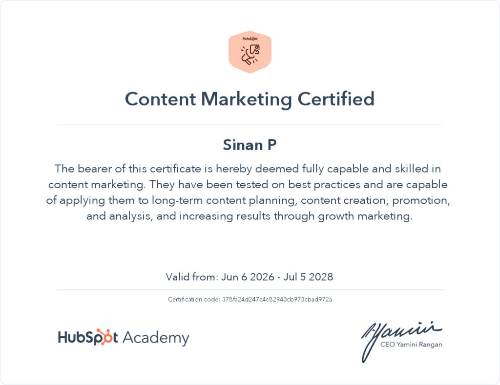 certificate content marketing